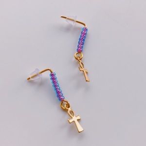 Handmade beaded drop earrings with dainty charms